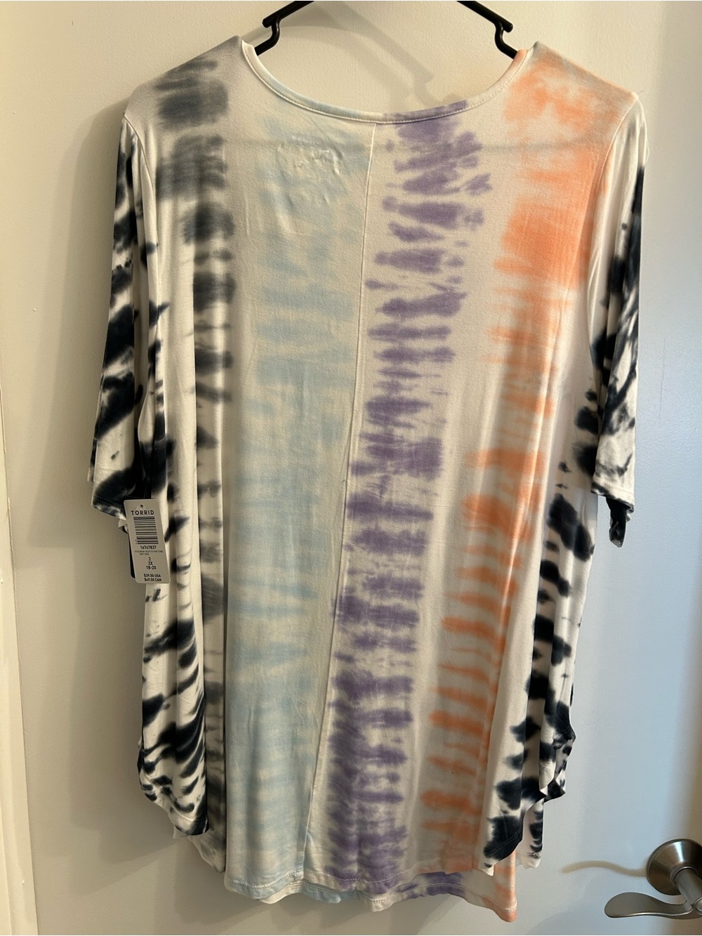 torrid Multicolor Tie-Dye V-Neck Tunic — Orange, Purple, Light Blue, Black - Picture 2 of 3